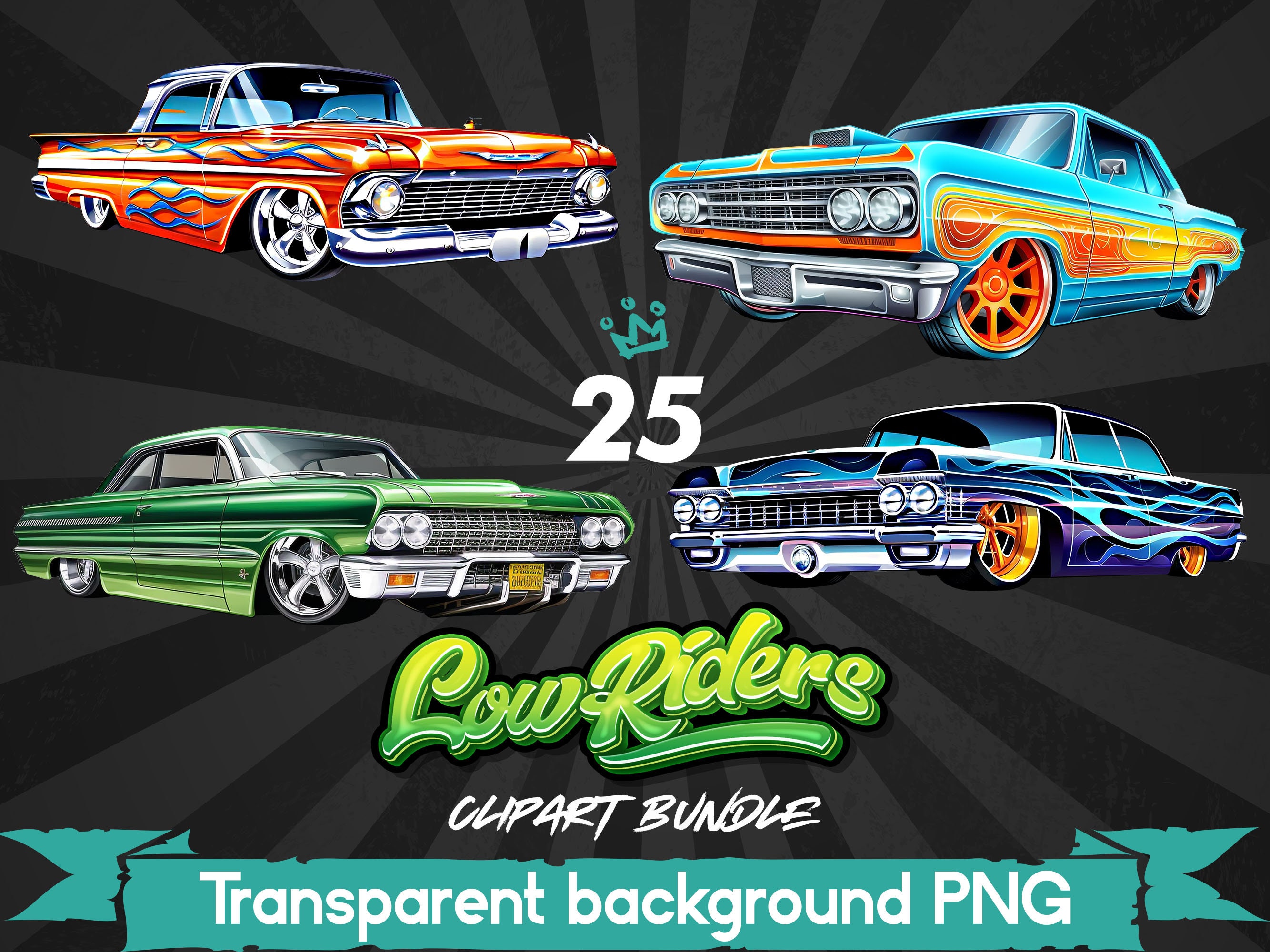 Low Rider Car Clipart Bundle Png Classic Car Sublimation - Etsy UK