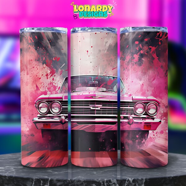 Lowrider Tumbler Wrap PNG Muscle Car Sublimation Design Retro Vehicle Print Classic Automotive Poster Car Enthusiast Art Digital Download