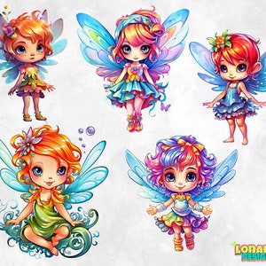Cute Fairy PNG Clipart Bundle, Fantasy Graphics for Kids, Nursery Decor ...
