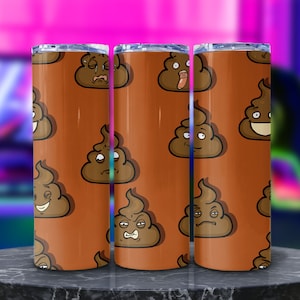 Funny Poop Tumbler Wrap Png, Poo Pattern Sublimation Design, Seamless Poo Wallpapers, Printable Cartoon Illustration, Brown Emoji