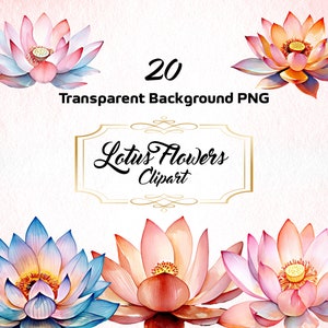 Serenity Lotus Flower Clipart Bundle PNG Yoga Studio Clipart Zen Stampabile Spirituale Grafica Floreale Illustrazione Botanica Minimalista Boho