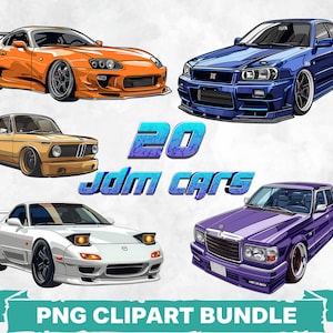 JDM Cars PNG Bundle, Japanese Drift Tuner Clipart Pack, Modified Import Vehicle Sublimation Graphics, Street Car Sticker Art Set