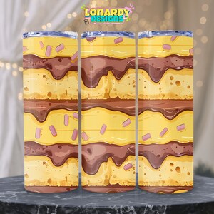 Sweet Treats Cake Tumbler Wrap PNG Seamless Dessert Sublimation Design Stylish 20oz Skinny Tumbler Bakery Print Digital Download Art