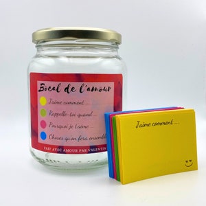 Bocal de l'amour- MEILLEUR CADEAU d'amour personnalisé du jamais vu ! -Cadeau boulversant-100 papiers à remplir-4 catégories