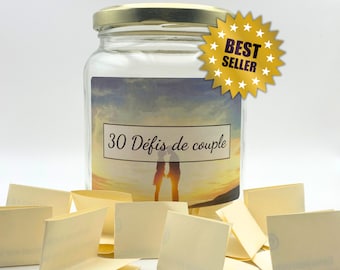 Bocal 30 Défis de couple - Cadeau original couple - Pimentez votre couple et renforcez sa complicité - Pour des moments inoubliables