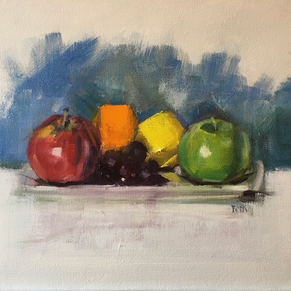 Peinture à l'huile de fruits