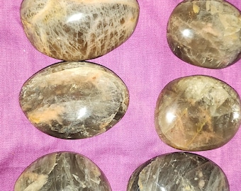 Beautiful Natural Black Moonstone Palm Stones