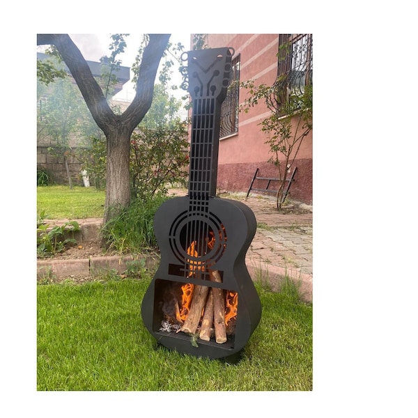 Fire Pit, Metal Guitar Fire Pit, Handmade 52" Metal Fire Pit, Portable Disassembled Use, Outdoor