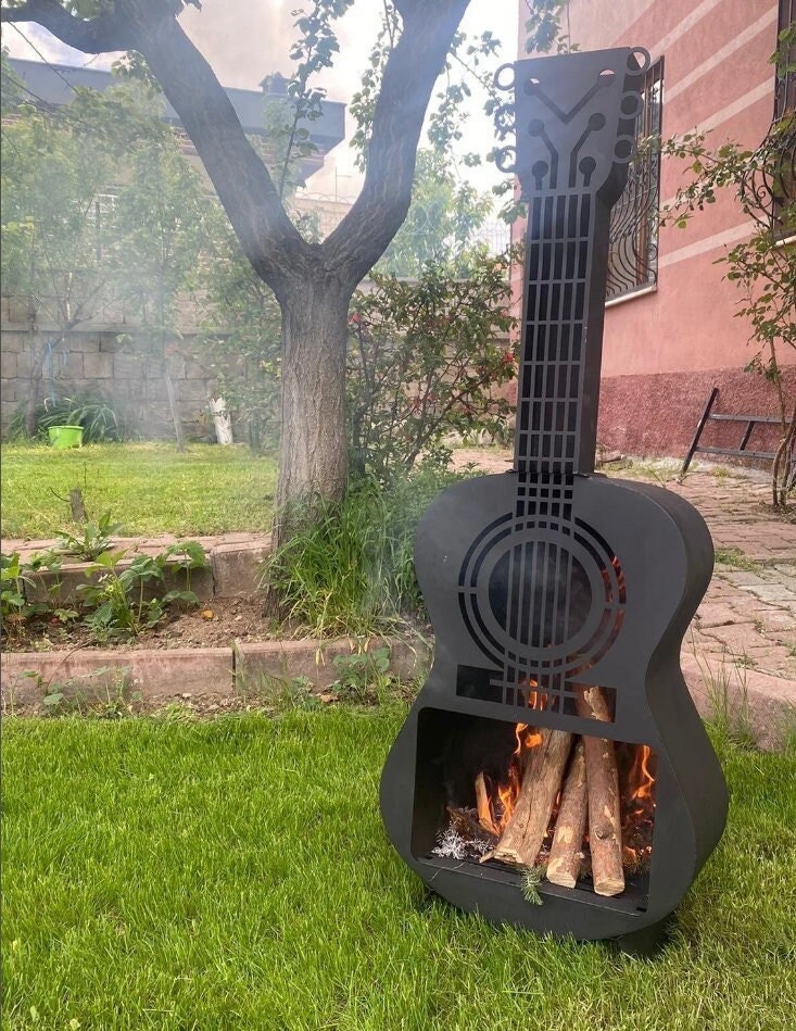 Fire Pit, Metal Guitar Fire Pit, Handmade 52 Metal Fire Pit, Portable