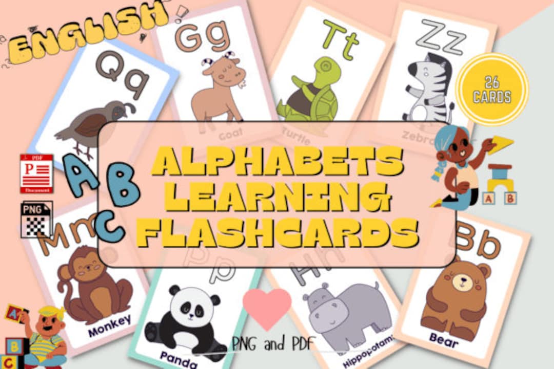 Alphabet Animal Flashcards for Toddlers Animals Flash Cards Etsy