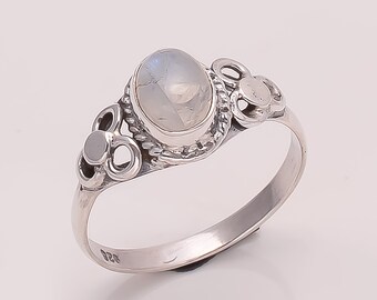 Bague pierre de lune faite main, argent sterling, cadeau pour femme