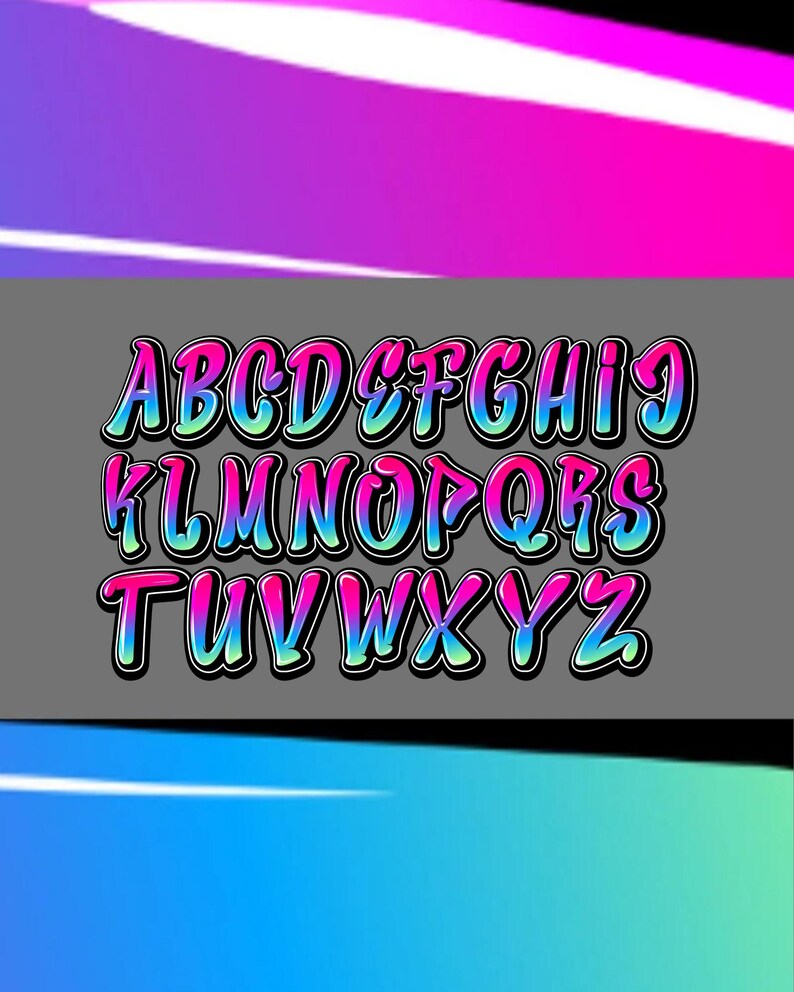 3D Graffiti Font Clipart: Urban Retro Letters (PNG SVG) image 2