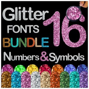 Glitter Font Bundle 16 Farben SVG PNG, glänzende Buchstaben, Glitzerbuchstaben, Luxus Alphabet, Glitzerzahlen, Groß- und Kleinbuchstaben, handgezeichnet