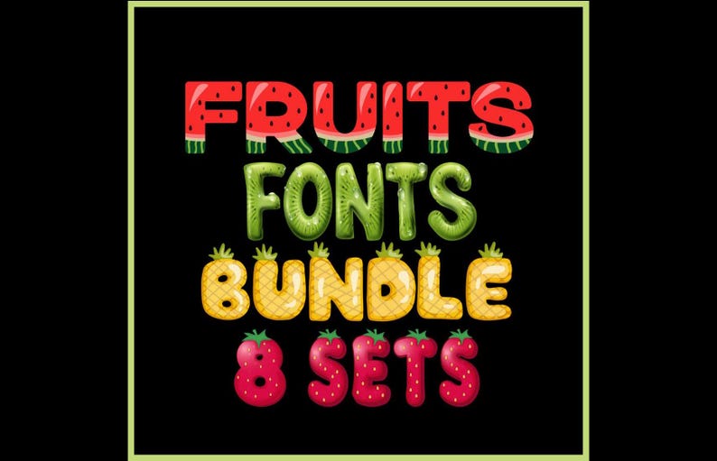 Fruits Letters Clipart: PNG SVG Font Bundle - Etsy