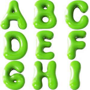 3D Bubbly Green Letters Clipart PNG SVG Bundle, Bubbly Font, Bubbly ...