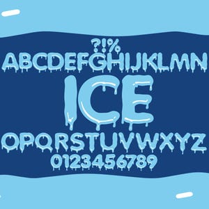 Melting Ice Font Clipart: PNG SVG Letters Bundle