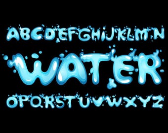 Water Letters Clipart: PNG SVG Alphabet Bundle (Digital Download)