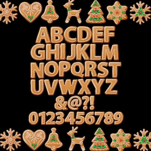 3D Gingerbread Font SVG PNG, Christmas Letters & Christmas Clipart - Etsy