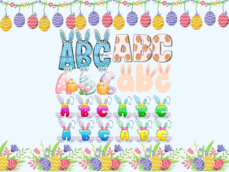 Letter Pattern Easter Easter Bundle 25 Fonts PNG SVG, Easter Alphabet, Doodle, Sublimation ...