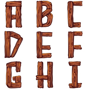 Font Kayu Wooden Font Clipart PNG SVG Bundle, Wood Font Svg, Wood Letters, Rustic ...