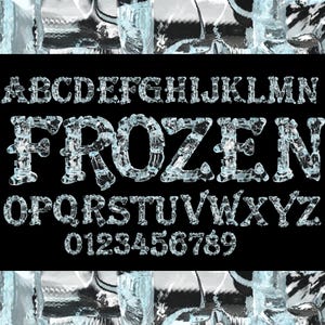 3D Eis Buchstaben PNG SVG Bundle, Eis Schrift, Eis Alphabet, Winter Schrift, Monogramm, Doodle, Sublimation druckbare Schnee Alphabet Weihnachten 3D Schrift