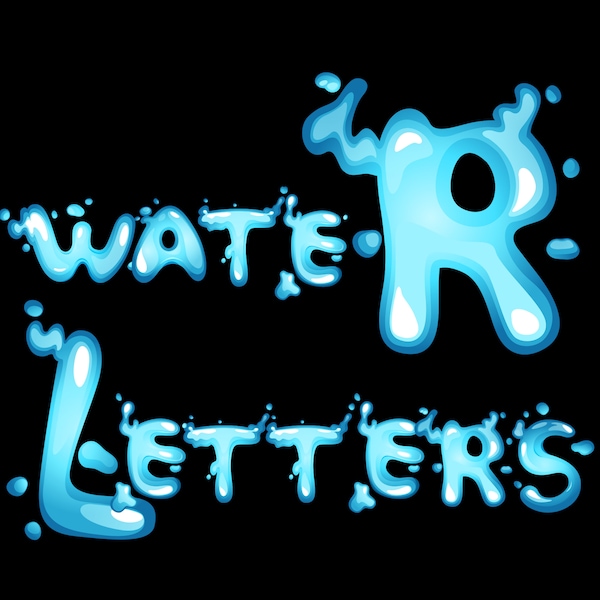 Water Letters Clipart PNG SVG Bundle, Water Font, Water Alphabet, Ocean Font, Monogram, Doodle, Sublimation, Printable Liquid Drop Alphabet