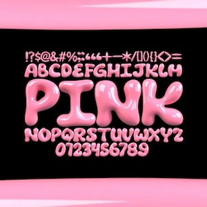 Clipart Alphabet 3D rose pétillant : ensemble de polices PNG SVG