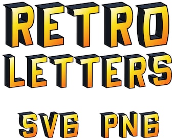 3D Retro Comic Letters Clipart PNG SVG Bundle, Retro Font, Retro Alphabet, Comic Font, Monogram, Hand Drawn Doodle, Sublimation Alpha Set
