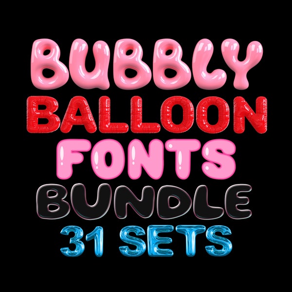 3D Bubbly - Ballonbuchstaben Clipart PNG SVG Bundle, Bubbly Schriftarten, Bubbly Alphabet, 3D Schriftarten, Monogramm, Doodle, Sublimation druckbare Buchstaben