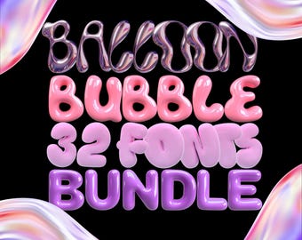 3D Balloon Letter Clipart Bundle: Bubbly Font PNG SVG