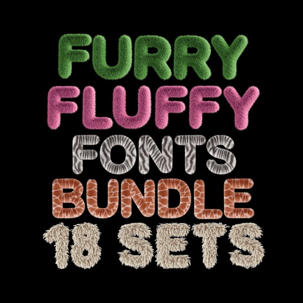 3D Furry - Fluffy Letters Clipart PNG SVG Bundle, Fur Fonts, Fur Alphabet, 3D Fonts, Monogram, Doodle, Sublimation Printable Fuzzy Letters
