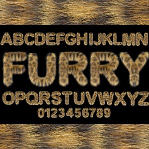 3D Furry Letters Clipart PNG SVG Bundle, Carattere Leopardo Peloso, Alfabeto Leopardo Soffice, Carattere 3D, Monogramma Doodle Sublimazione Carattere Stampa Animale