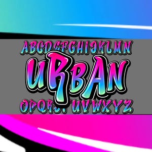 3D Graffiti Font Clipart: Urban Retro Letters (PNG SVG) image 1