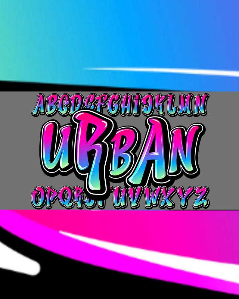3D Graffiti Font Clipart: Urban Retro Letters (PNG SVG) image 1