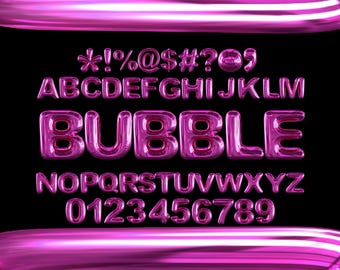 Pink Balloon Letters Clipart: Bubbly Font PNG SVG Bundle