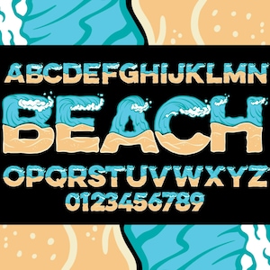 Beach Font Clipart: Ocean Wave Alphabet (PNG SVG Bundle)