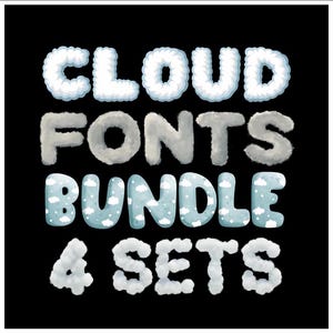 Wolke Buchstaben PNG SVG Clipart Bundle, Wolke Alphabet, Wolke Schrift zwart, Wolke Monogramm, Wolke Gekritzel, 3D-Wolke Buchstaben, geschwollene Buchstaben PNG