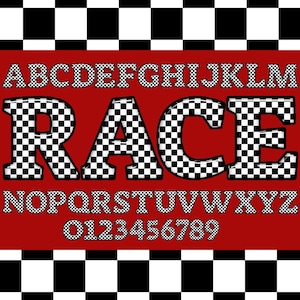 3D Checkered Font Clipart PNG SVG Bundle, Checkered Alphabet, Checkered letters, Monogram, Doodle, Sublimation, Printable Racing Alphabet
