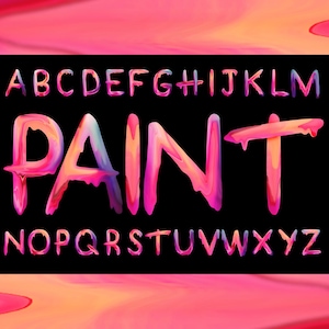 Paquete de imágenes prediseñadas PNG y SVG de fuentes de colores fundidos, fuente con goteo en formato SVG, letras con goteo en formato PNG, letras del alfabeto pintadas, letras fundidas, fuente de pincel