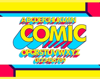 3D Comic Letters Clipart Bundle: PNG SVG Font, Hand Drawn Alphabet
