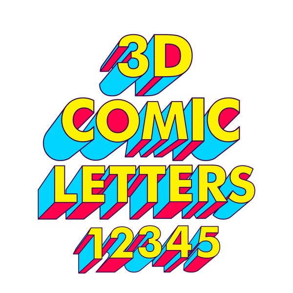 3D Comic Letters Clipart PNG SVG Bundle, Comic Font, Comic Alphabet, 3D Font, Monogram, Hand Drawn Doodle, Sublimation Alpha Set