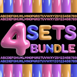 3D Bubbly Bundle Lettere Clipart PNG SVG Bundle, Carattere rosa frizzante, Alfabeto blu frizzante, Carattere 3D, Monogramma, Scarabocchio, Sublimazione, Arte dei palloncini