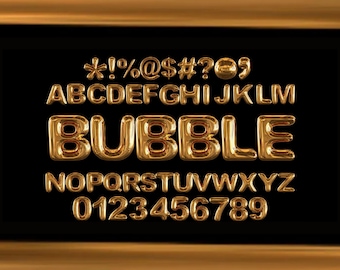 Gold Balloon Letters Clipart Bundle: PNG SVG Alphabet, Numbers, Punctuation