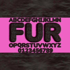 3D Fluffy Black Fur Font: Letters & Numbers PNG SVG Bundle
