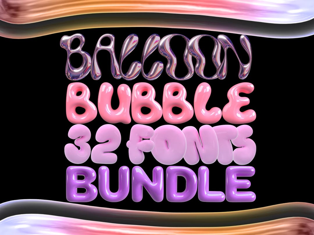 3D Bubbly - Balloon Letters Clipart PNG SVG Bundle, Bubbly Fonts ...