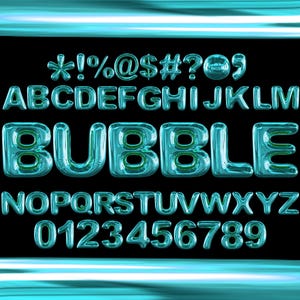 Paquete de imágenes prediseñadas PNG SVG de letras de globo 3D, fuente burbujeante, alfabeto burbujeante, monograma de fuente de globo, letras 3D imprimibles por sublimación