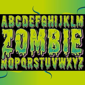 Zombie Schrift Clipart: Halloween Alphabet PNG SVG Bundle