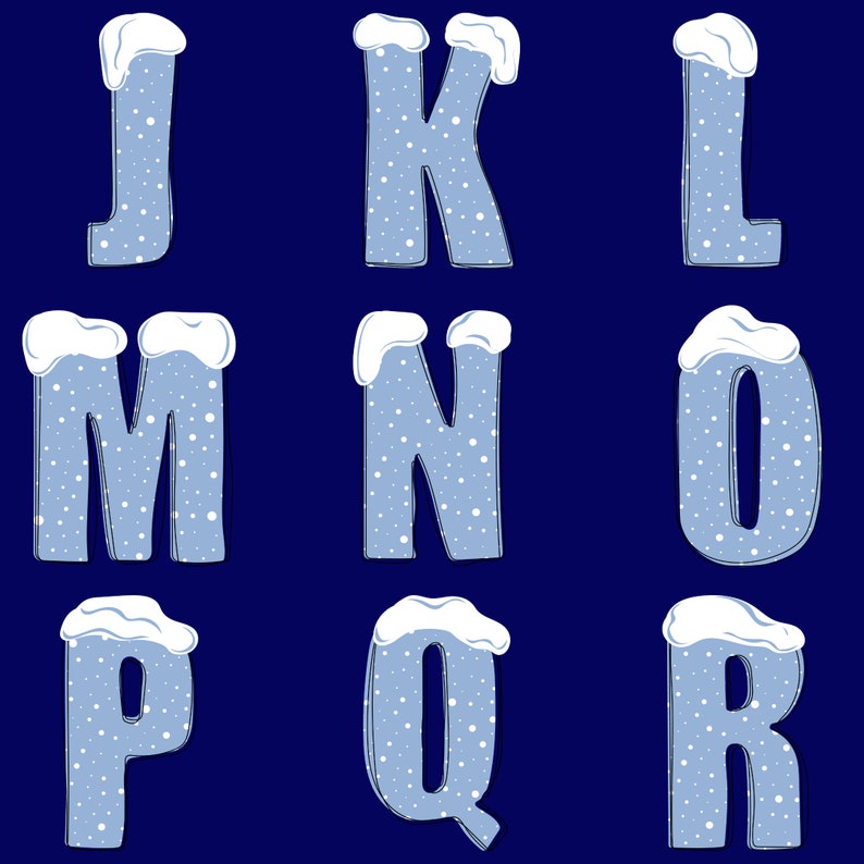 Winter Letters PNG SVG Bundle, Winter Font, Winter Alphabet, Snow Font ...