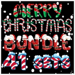 Bundle 41 ensembles Noël polices Clipart PNG SVG, Noël police Svg, hiver lettres, vacances police Svg, glace lettres PNG, police de neige, nouvel an