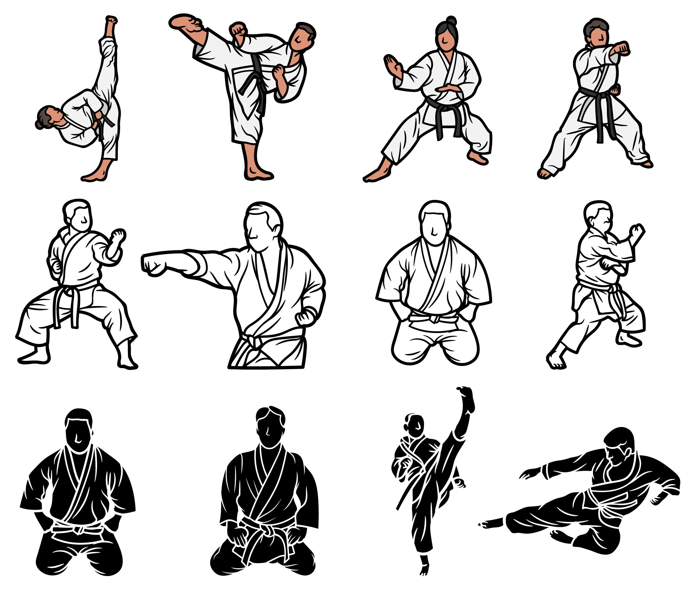 Karate Clips 84 Karate Clipart Bundle SVG PNG JPG Pdf Martial Arts, Taekwondo, Judo ...